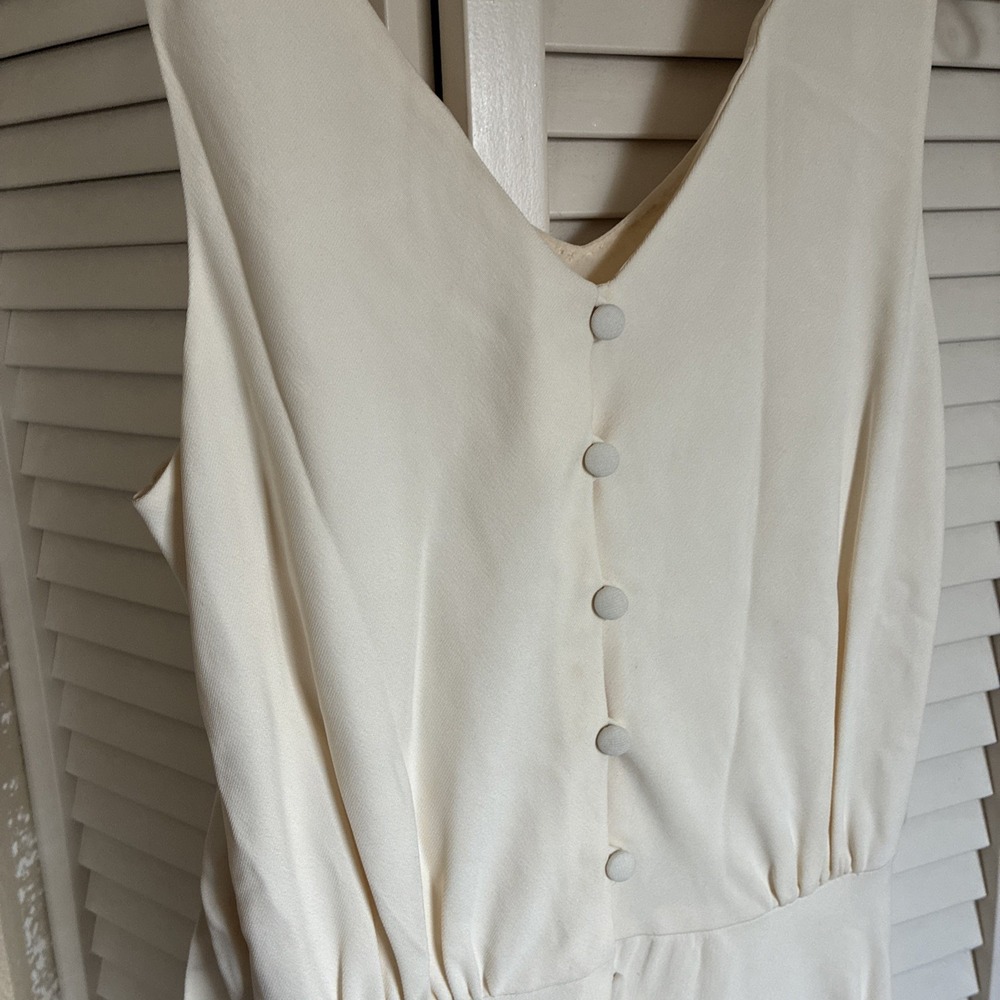 Vintage Mathilde V-Neck Maxi Dress in Luster Canvas Summer Linen Sz 2XS 22" W